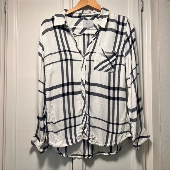 Rails Tops - Rails Hunter Plaid Shirt Navy Blue White Long Sleeve Button Lightweight Medium